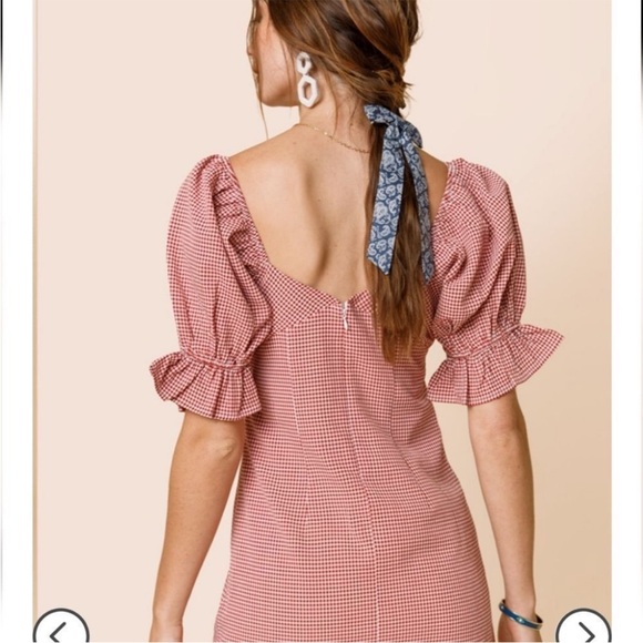 Red and white gingham mini dress - Picture 3 of 7